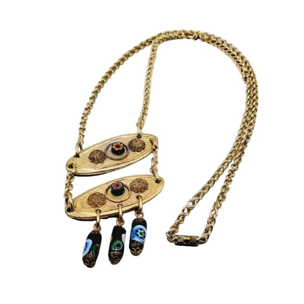 Vintage Millefiori Pendant Necklace (A2638)